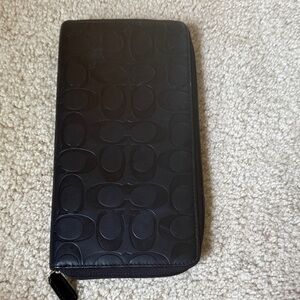 Coach large Black Embossed Zip Wallet